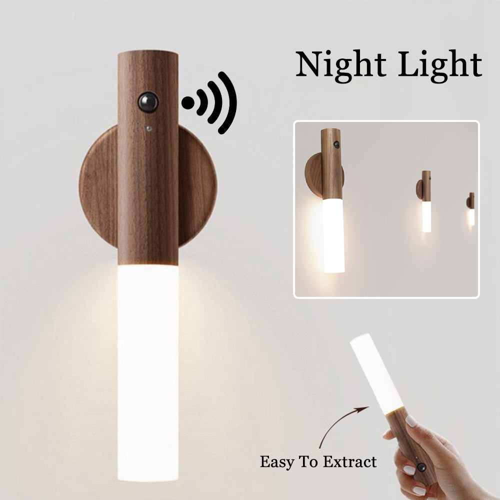 Lámpara Minimalista Aura Wood™ - Sensor de Movimiento y Madera Natural